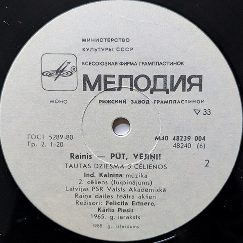 Я. РАЙНИС (1865-1929): Вей, ветерок!, народная песня в пяти действиях.