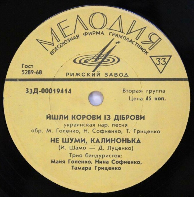 Трио бандуристок: М. Голенко, Н. Софиенко, Т. Гриценко