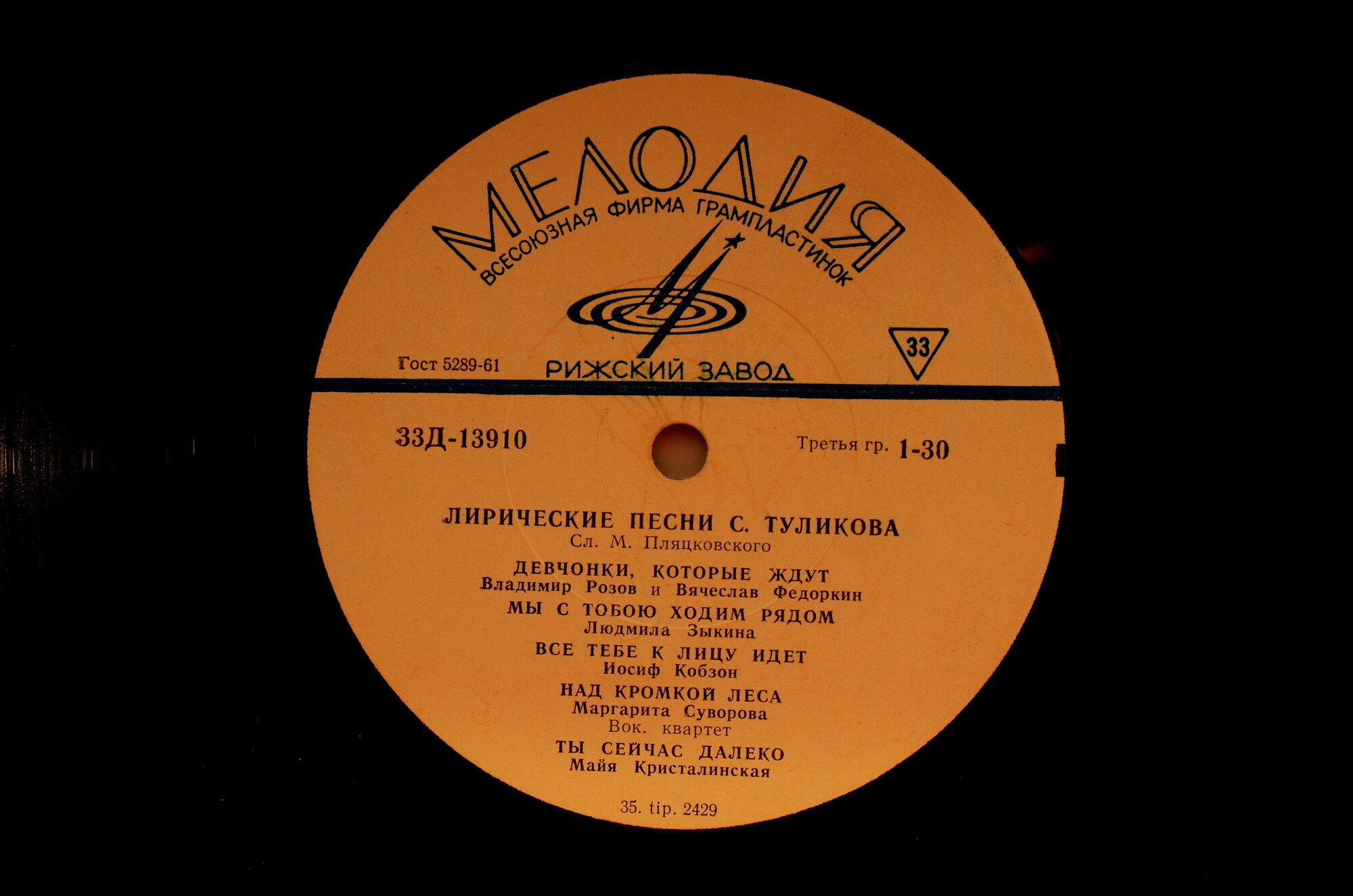 Лирические песни Серафима Туликова