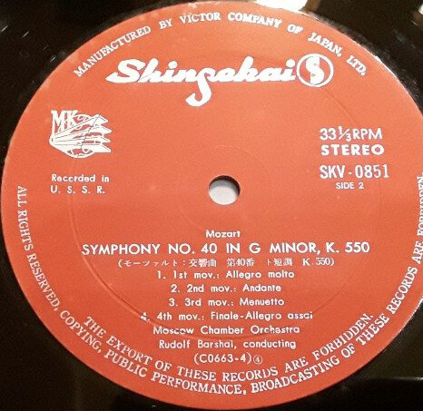 В. А. МОЦАРТ Симфонии № 40, № 24 (Московский камерный оркестр, Р. Баршай)