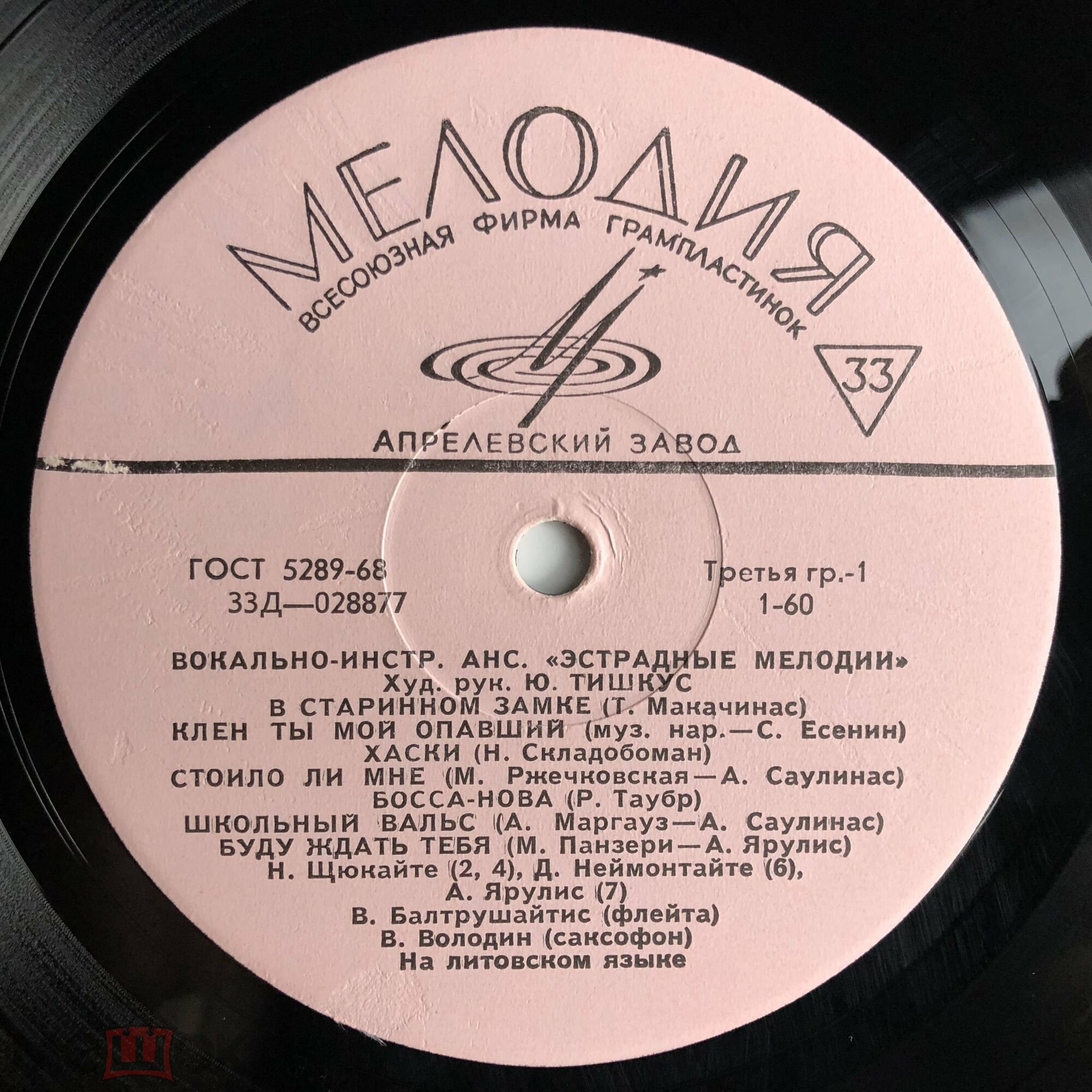 ВОКАЛЬНО-ИНСТРУМЕНТАЛЬНЫЙ АНСАМБЛЬ «ЭСТРАДНЫЕ МЕЛОДИИ», худ. рук. Ю. Тишкус (на литовском яз.)