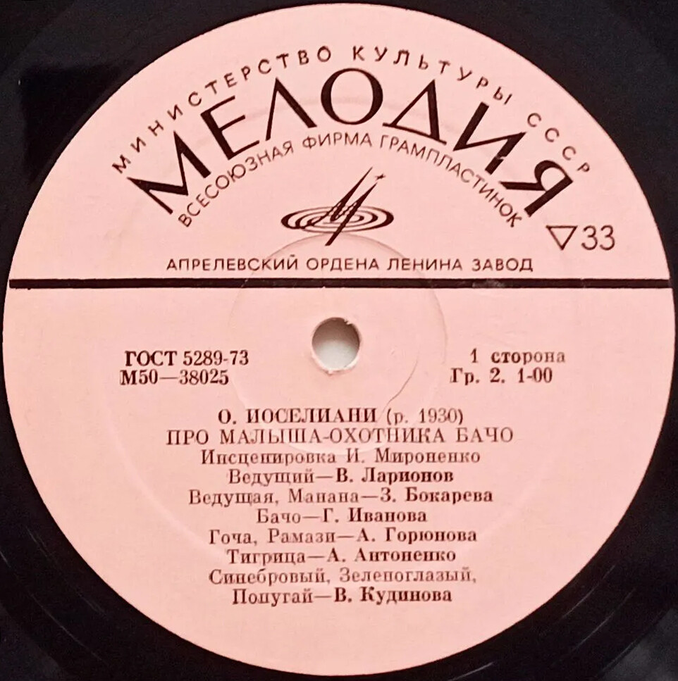 О. ИОСЕЛИАНИ (1930): Про малыша-охотника Бачо, сказка. Инсценировка И. Мироненко