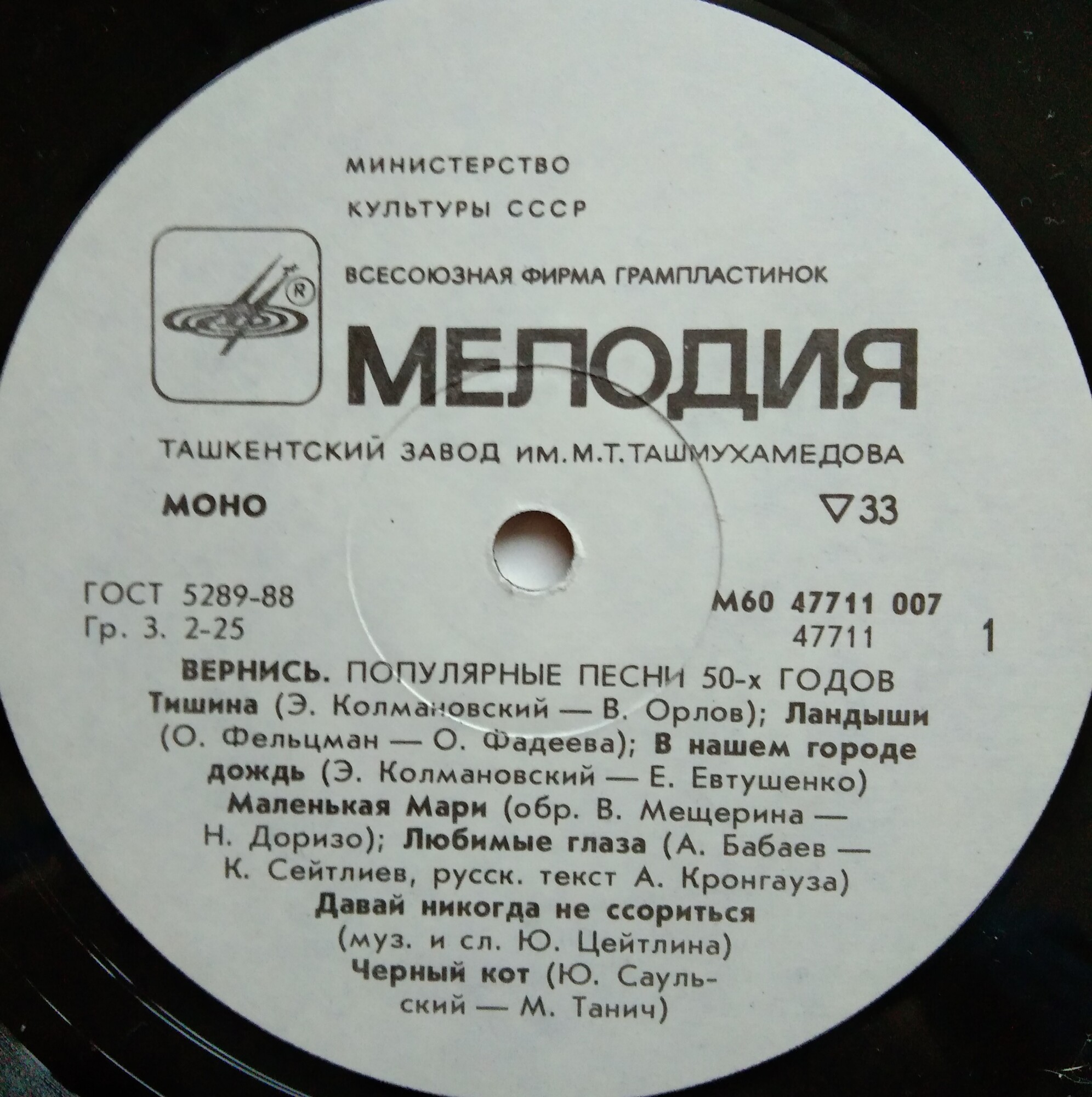 Вернись! Популярные песни 50-х годов
