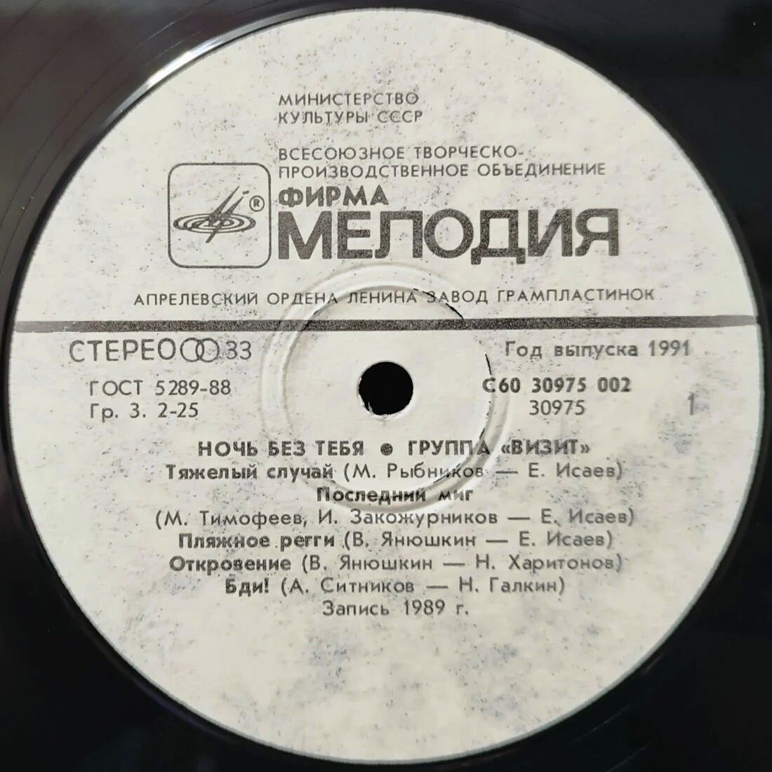 Группа "Визит". «Ночь без тебя»