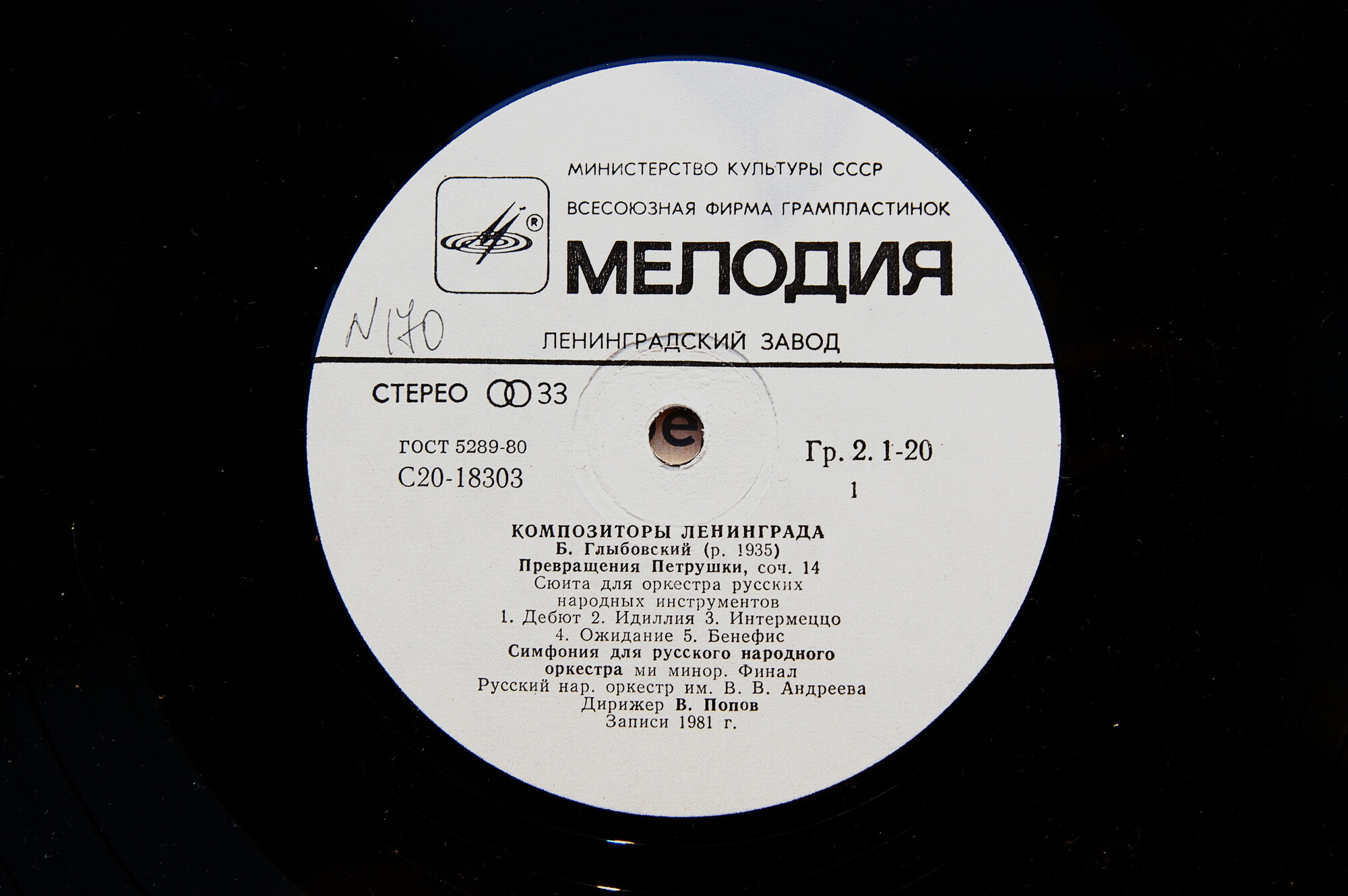 Композиторы Ленинграда. Русский народный оркестр имени В. В. Андреева, дирижер В. Попов