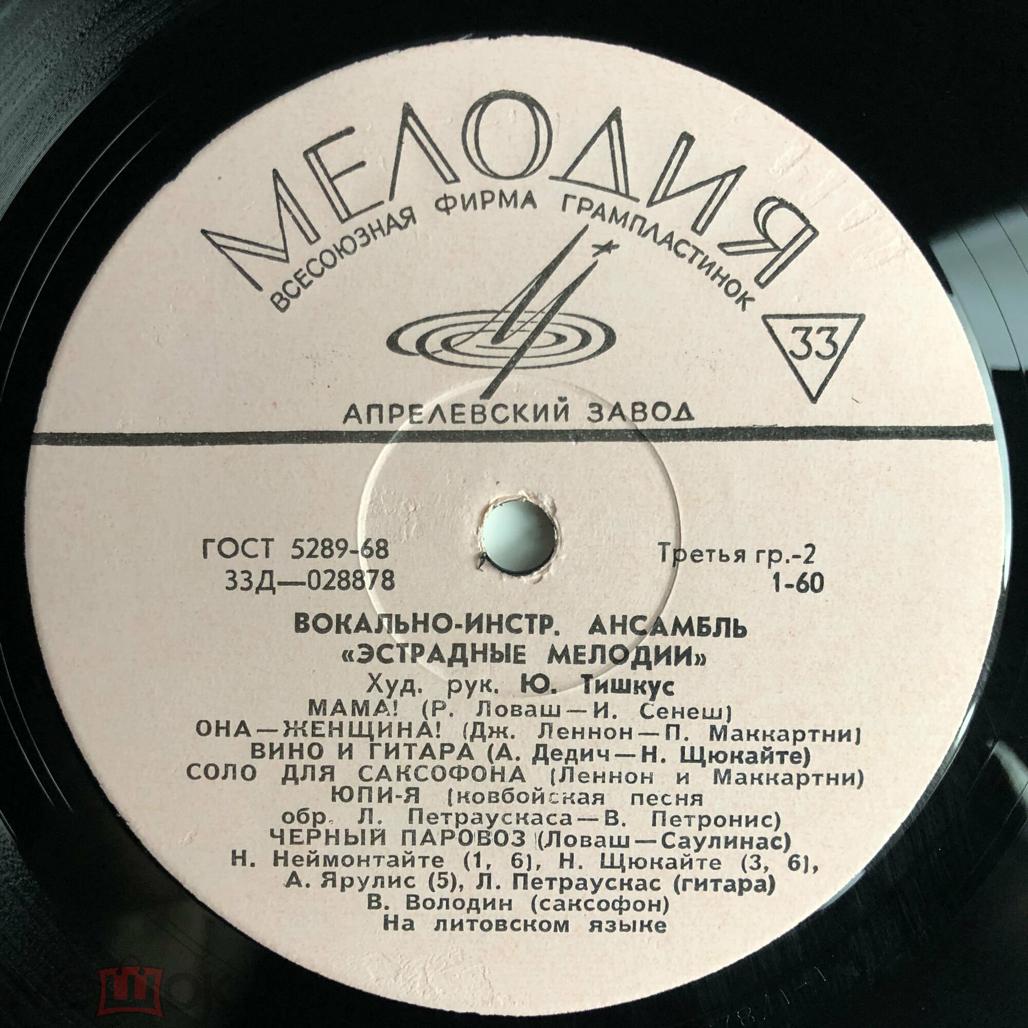 ВОКАЛЬНО-ИНСТРУМЕНТАЛЬНЫЙ АНСАМБЛЬ «ЭСТРАДНЫЕ МЕЛОДИИ», худ. рук. Ю. Тишкус (на литовском яз.)