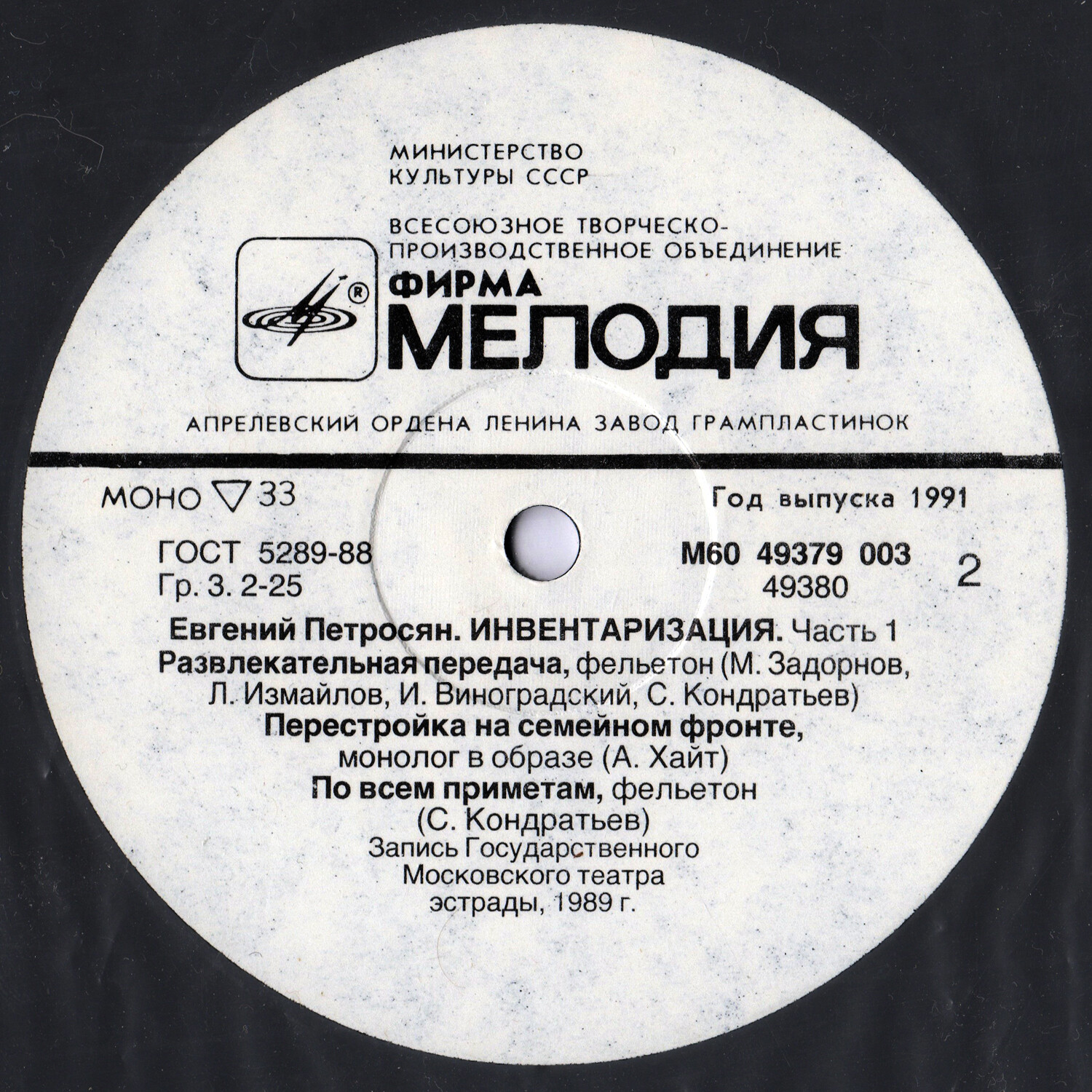 Евгений Петросян. Инвентаризация. Часть 1