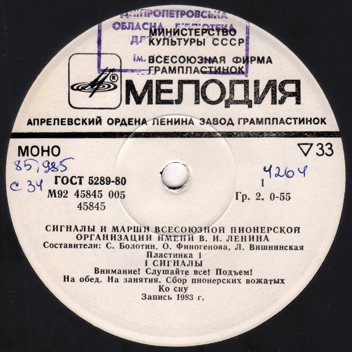 СИГНАЛЫ И МАРШИ ВСЕСОЮЗНОЙ ПИОНЕРСКОЙ ОРГАНИЗАЦИИ имени В. И. ЛЕНИНА