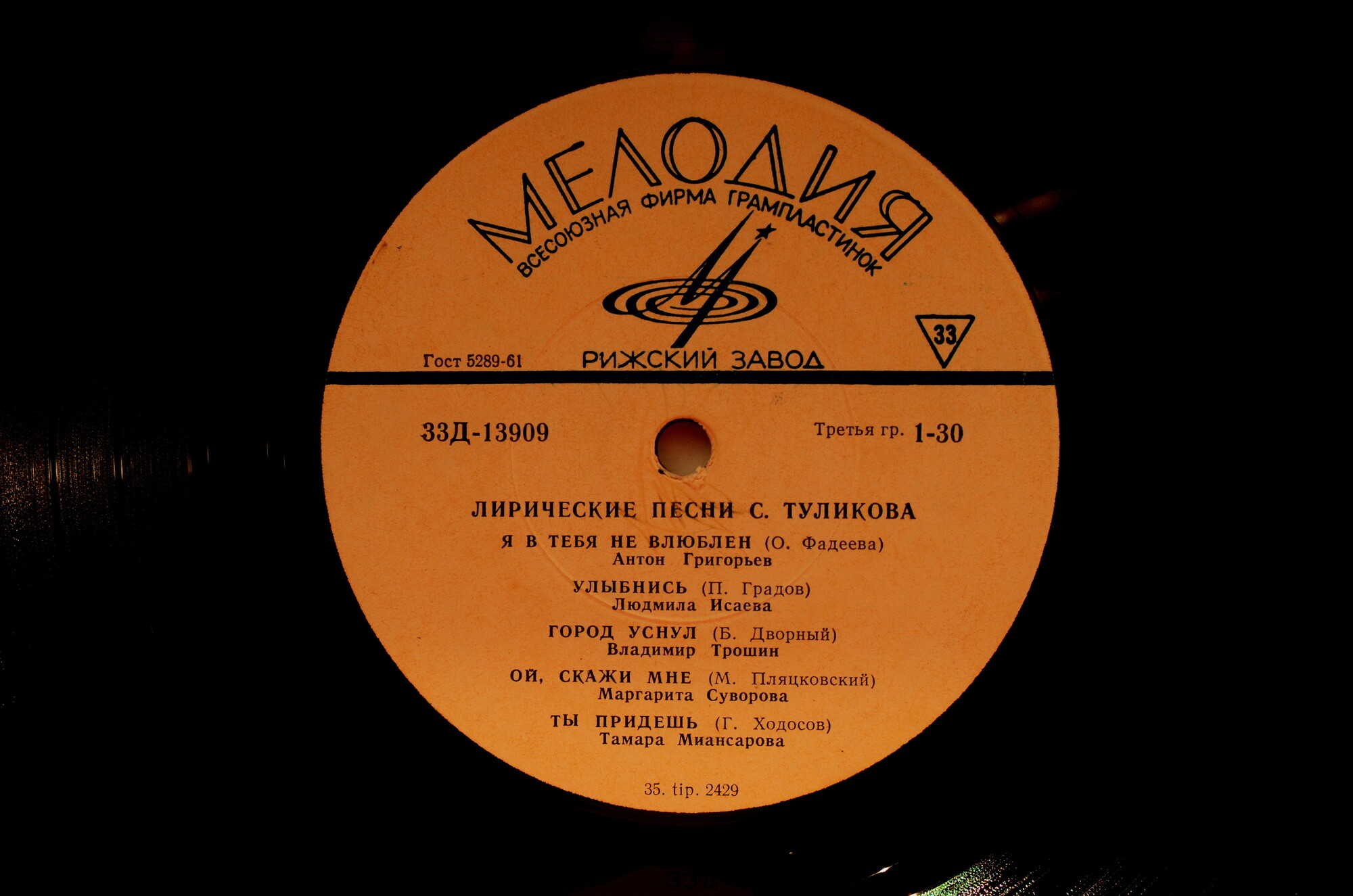 Лирические песни Серафима Туликова