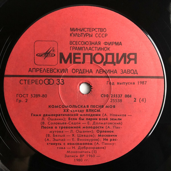 ПЕСНЯ КОМСОМОЛЬСКАЯ МОЯ. ХХ съезду ВЛКСМ