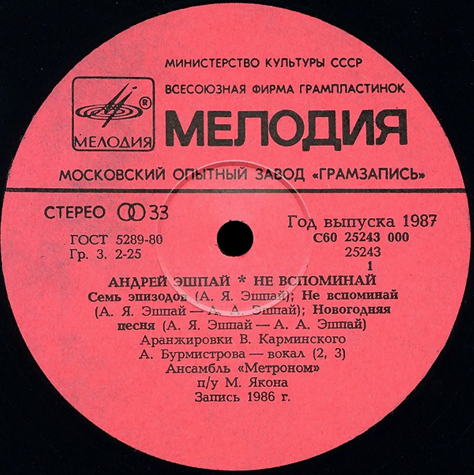 Андрей ЭШПАЙ. «Не вспоминай»