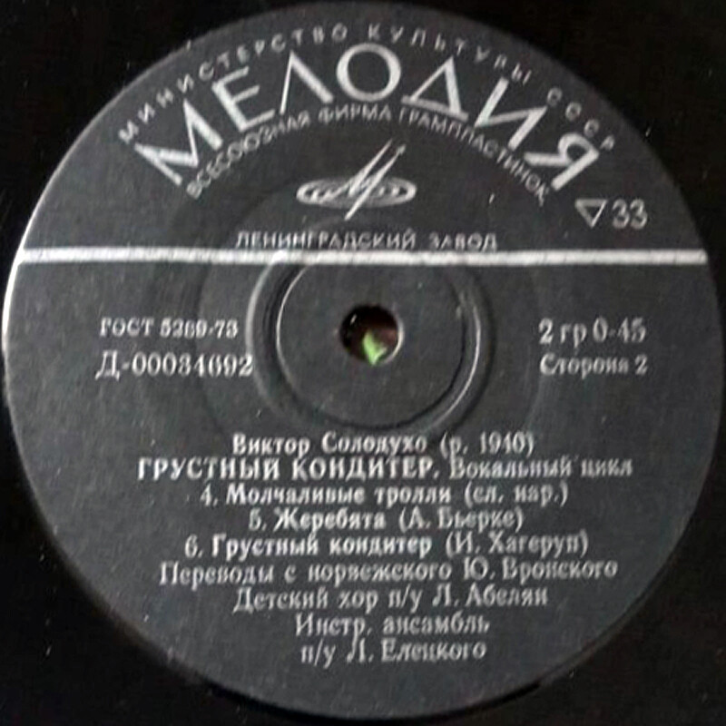 В. Солодухо: Вокальный цикл «Грустный кондитер» (для детей)