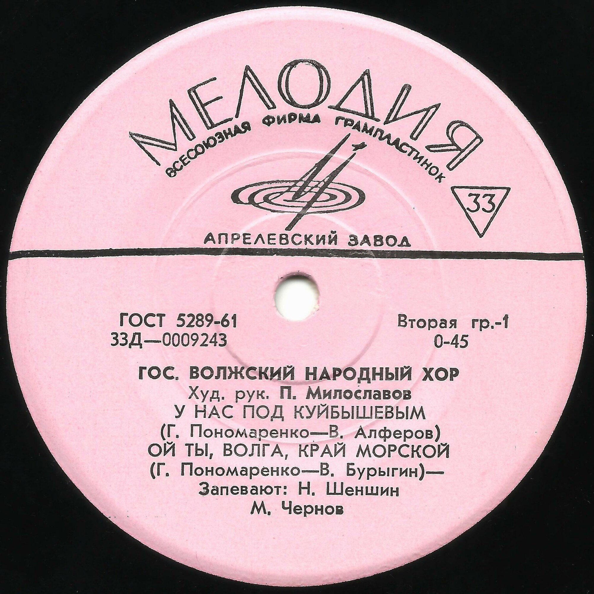 ГОС. ВОЛЖСКИЙ РУССКИЙ НАР. ХОР, худ. рук. П. Милославов. Песни Г. Пономаренко