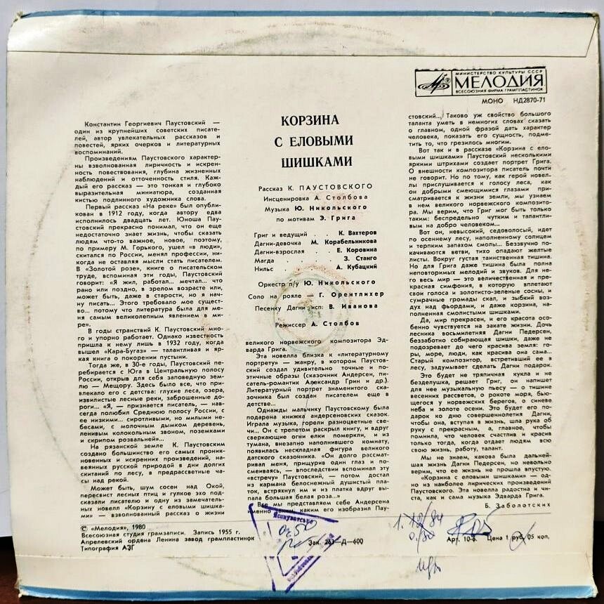 К. Паустовский: Корзина с еловыми шишками (инсценировка рассказа)