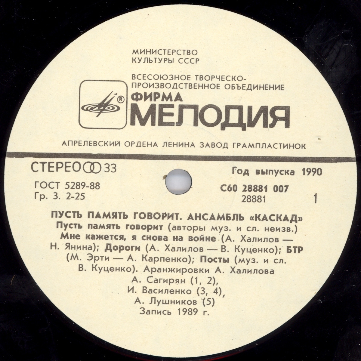 Ансамбль «КАСКАД», художественный руководитель  Александр Халилов. «Пусть память говорит»