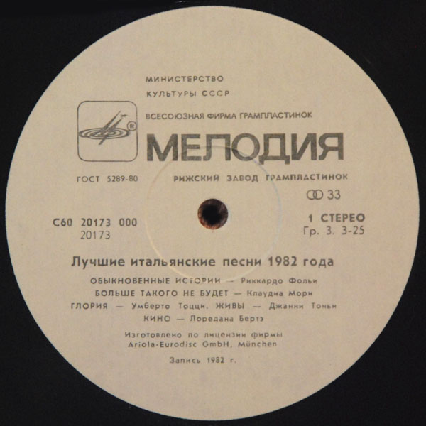 Лучшие итальянские песни 1982 года