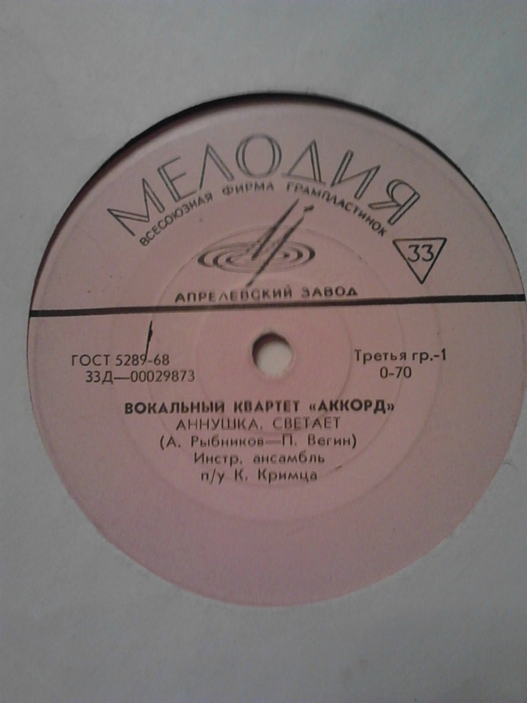 Аккорд (вокальный квартет) - Песни А. Рыбникова