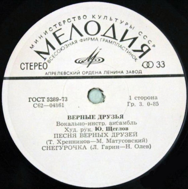 ВИА «ВЕРНЫЕ ДРУЗЬЯ», рук. Ю.Щеглов