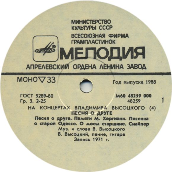 На концертах Владимира Высоцкого №04. Песня о друге