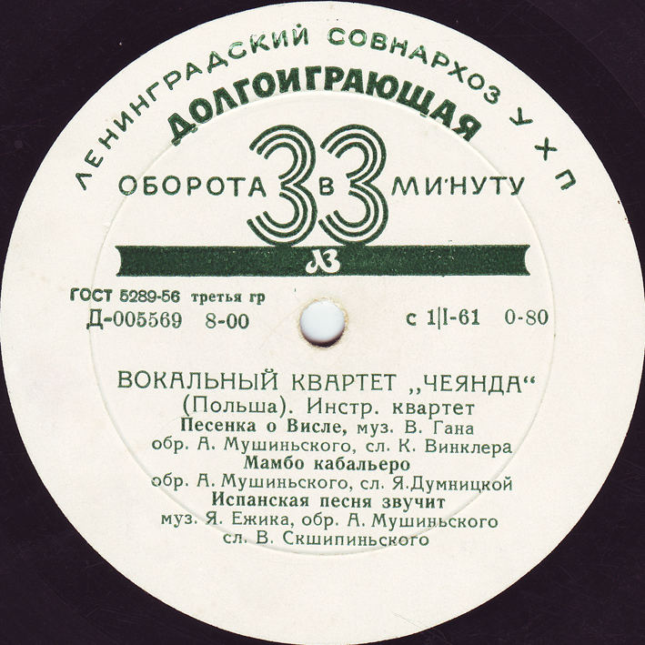 Эстрадный оркестр под упр. А. Воннеберга // Вокальный квартет «Чеянда»