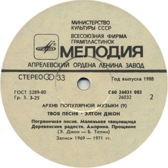 Элтон ДЖОН «Твоя песня» [Рок-архив 2]