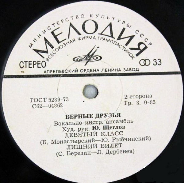 ВИА «ВЕРНЫЕ ДРУЗЬЯ», рук. Ю.Щеглов