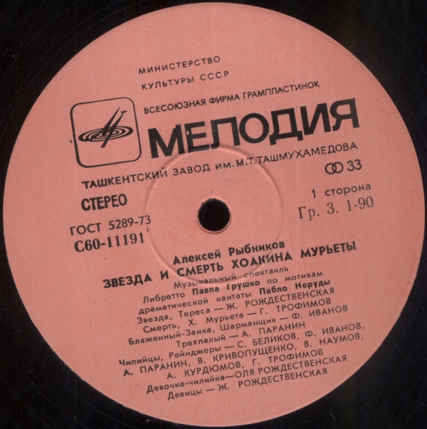 Алексей Рыбников. Звезда и смерть Хоакина Мурьеты (2 пл.)