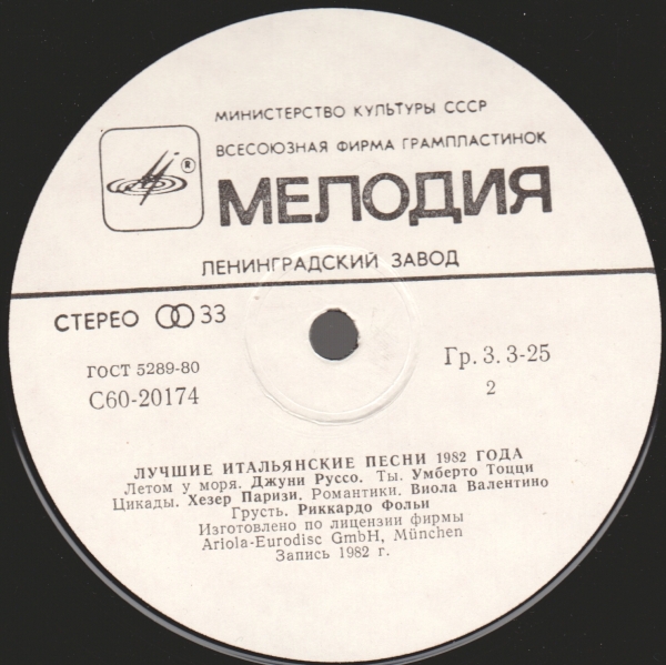 Лучшие итальянские песни 1982 года