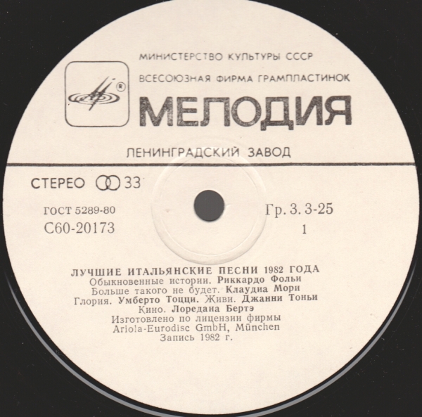 Лучшие итальянские песни 1982 года