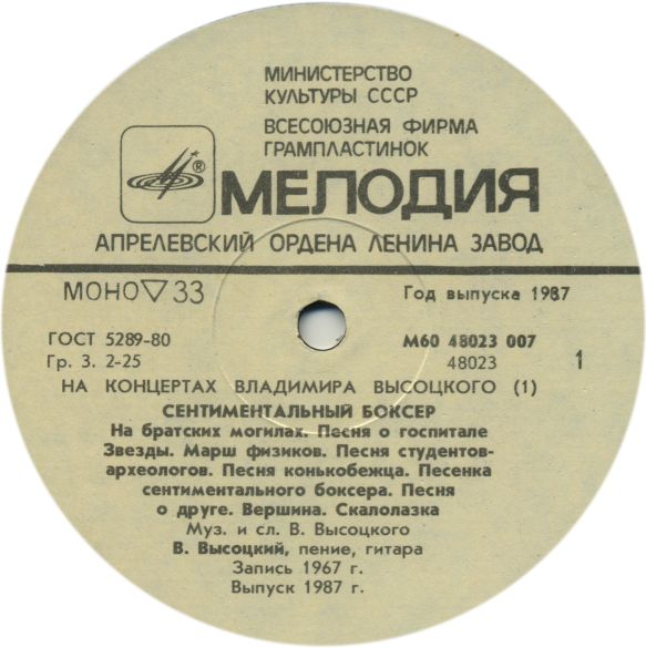 На концертах Владимира Высоцкого №01. Сентиментальный боксёр