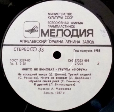 Группа "Форум". Никто не виноват