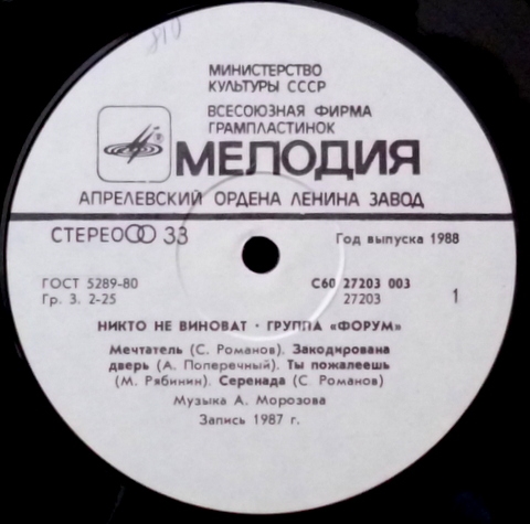 Группа "Форум". Никто не виноват