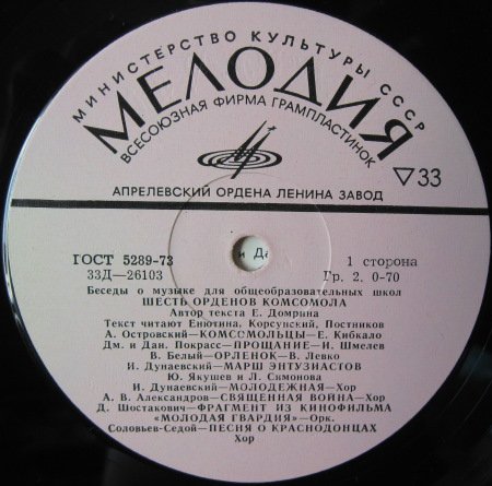 Беседы о музыке для общеобразовательных школ. "Шесть орденов комсомола" (Литературно-музыкальная композиция)