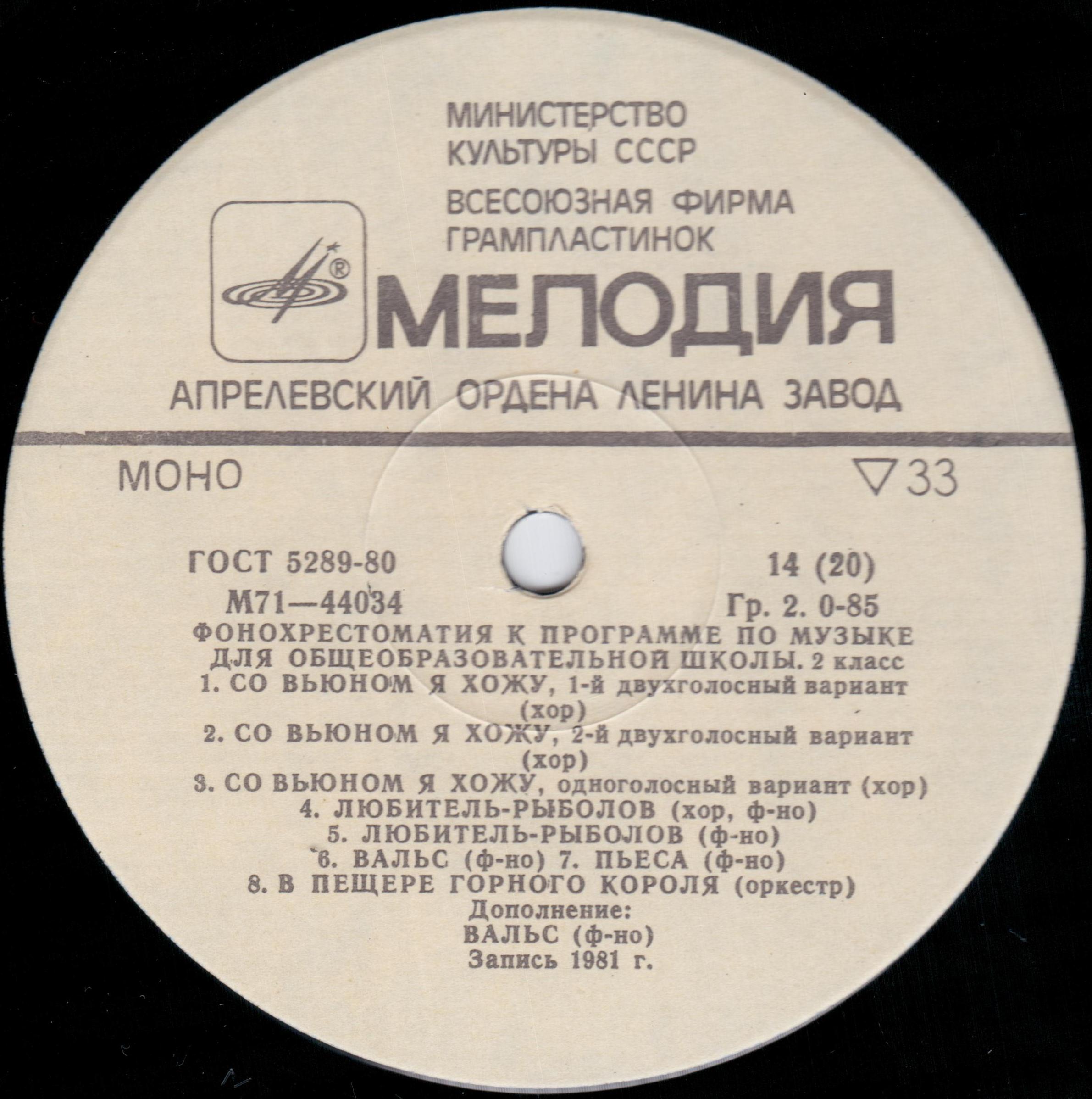 ФОНОХРЕСТОМАТИЯ К ПРОГРАММЕ ПО МУЗЫКЕ ДЛЯ ОБЩЕОБРАЗОВАТЕЛЬНОЙ ШКОЛЫ. 2 класс