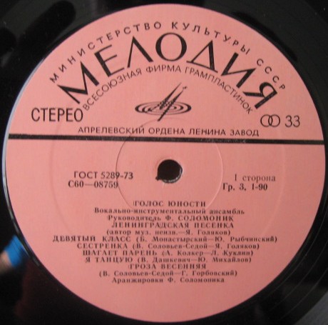 ВИА "ГОЛОС ЮНОСТИ", рук. Ф. Соломоник