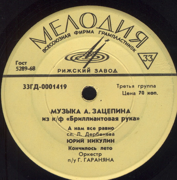 Музыка А. Зацепина из к/ф «Бриллиантовая рука»