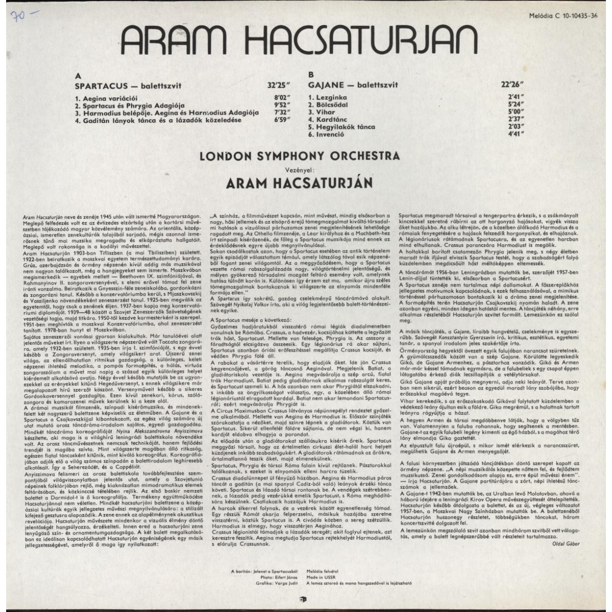 А. Хачатурян: Сюиты из балетов "Спартак", "Гаянэ" (Лондонский СО, А. Хачатурян)