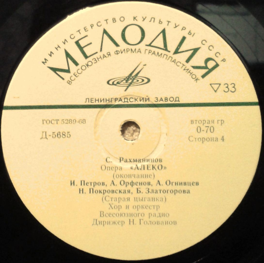 С. РАХМАНИНОВ (1873–1943): «Алеко», опера