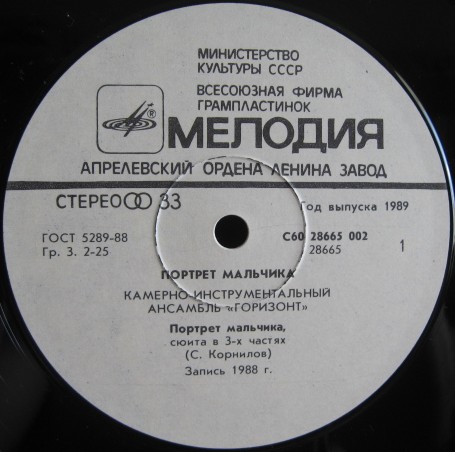 КАМЕРНО-ИНСТРУМЕНТАЛЬНЫЙ АНСАМБЛЬ «ГОРИЗОНТ», рук. Сергей Корнилов. «Портрет мальчика»