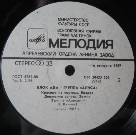 Группа «Алиса». Блок Ада