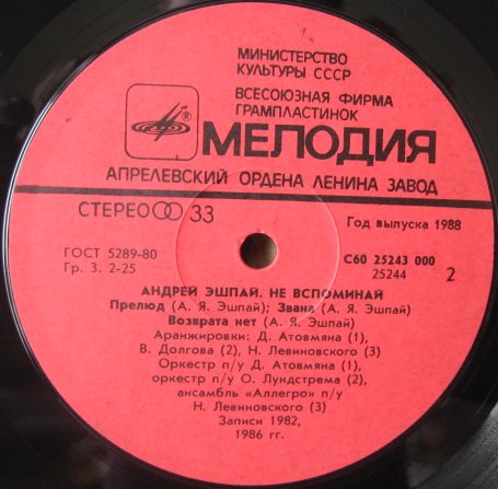 Андрей ЭШПАЙ. «Не вспоминай»