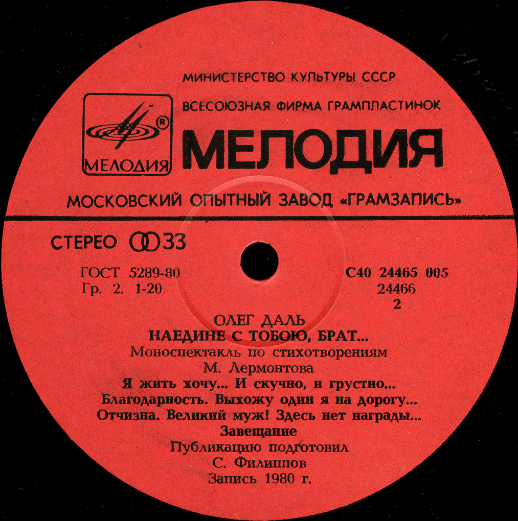 Олег Даль. Наедине с тобою, брат...