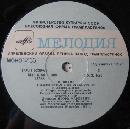 И. Брамс - Симфония № 4 ми минор, соч. 98 (ИГОРЬ МАРКЕВИЧ)
