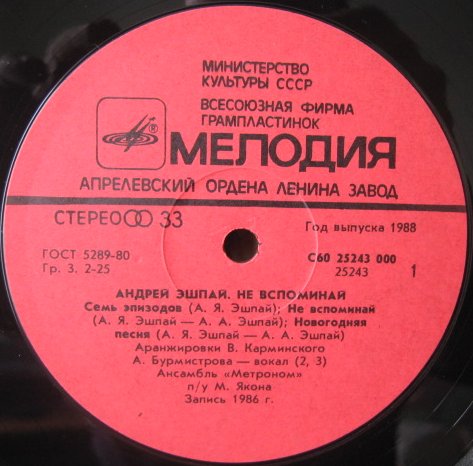 Андрей ЭШПАЙ. «Не вспоминай»