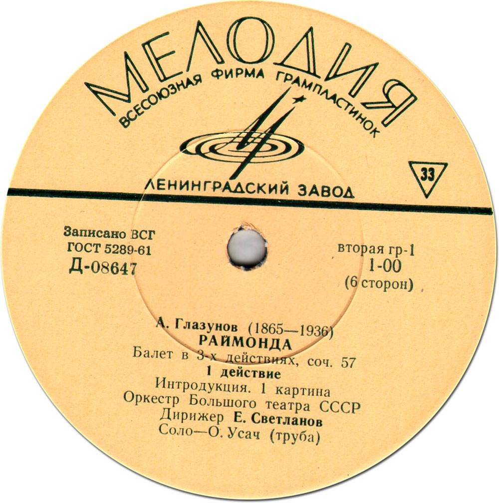 А. Глазунов: Балет "Раймонда" (Орк. ГАБТ, Е. Светланов)