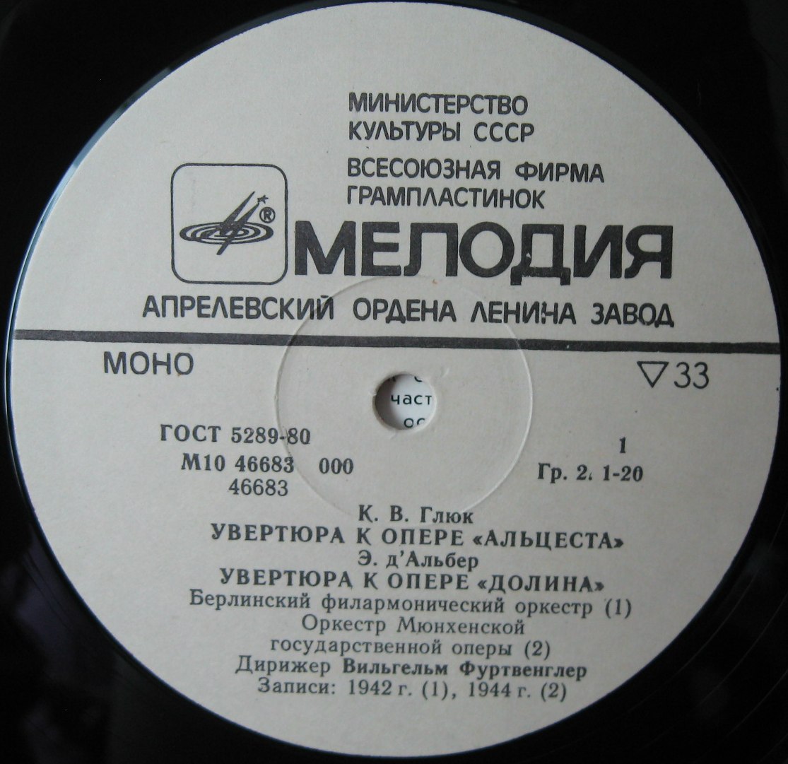 Глюк, Альбер, Глазунов - В. Фуртвенглер