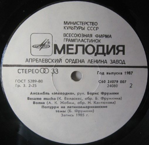 АНСАМБЛЬ «МЕЛОДИЯ», рук. Борис Фрумкин. «Besame mucho»