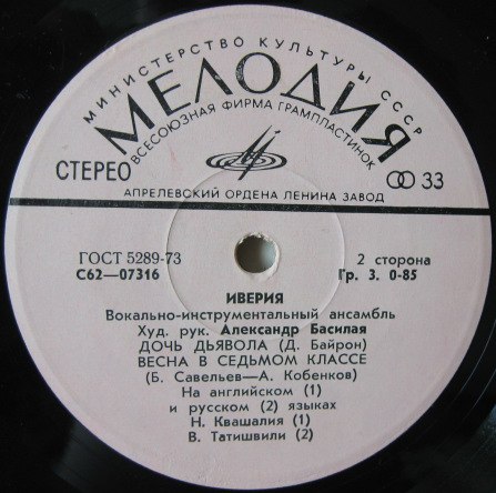 ВИА «ИВЕРИЯ», худ. рук. А. Басилая