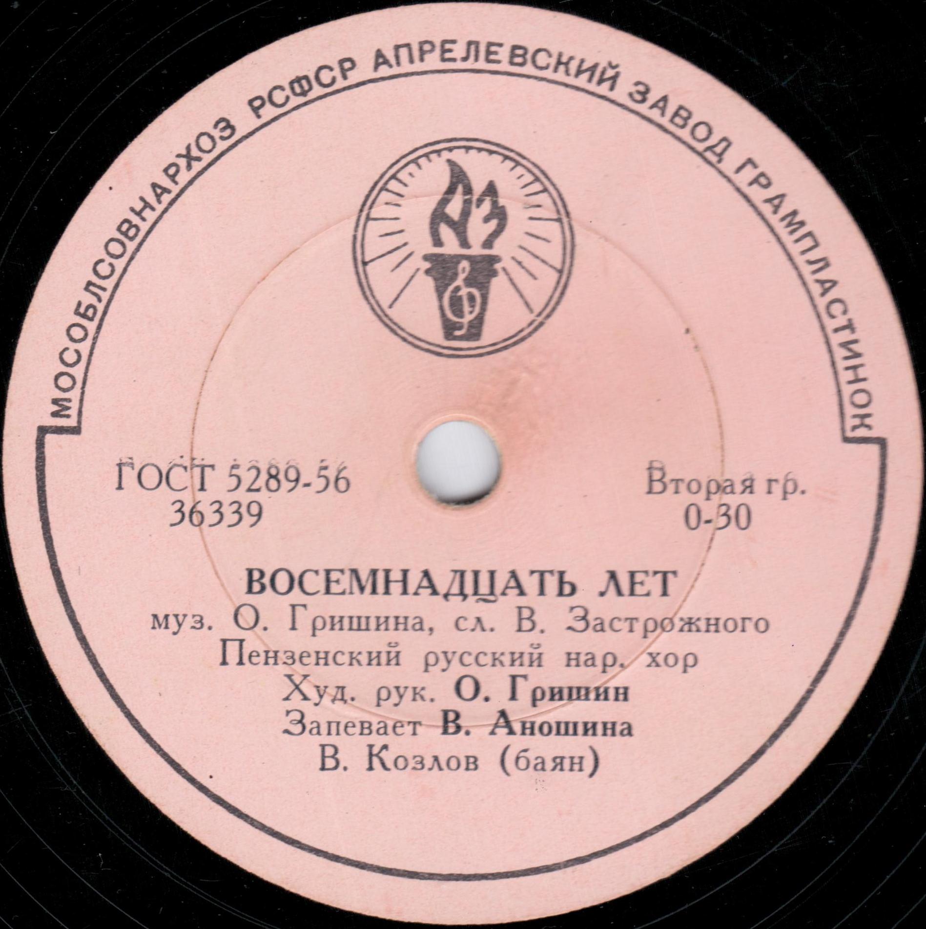 Пензенский русский нар. хор — Восемнадцать лет / Край наш пензенский