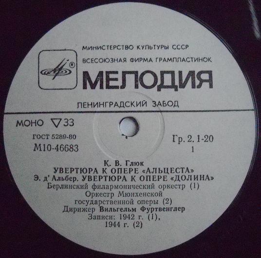 Глюк, Альбер, Глазунов - В. Фуртвенглер